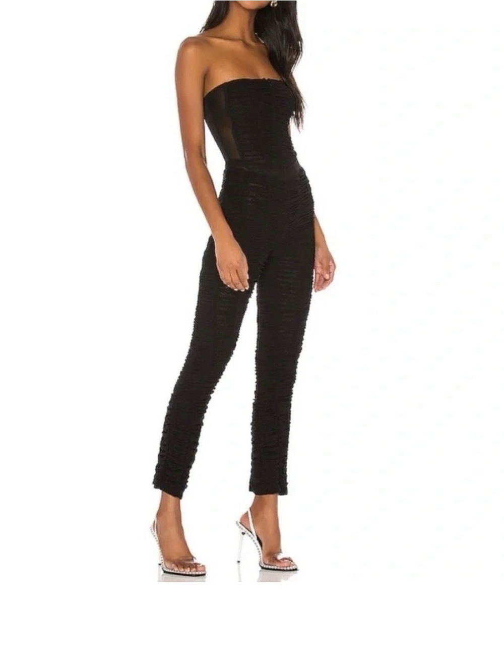 I.AM.GIA Black Strapless Ruched Jumpsuit